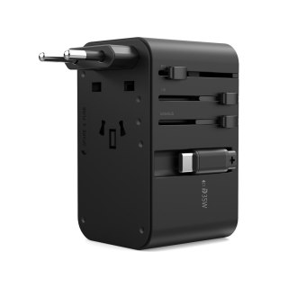 Adapter ładowarka podróżna 35W EU / US / AUS / UK z wbudowanym kablem USB-C - czarny CHOETECH