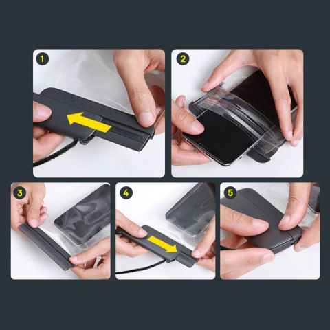 Etui wodoodporne na telefon 7.2'' AquaGlide IPX8 z systemem Slide Lock - czarne BASEUS