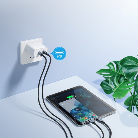 Kabel przewód USB-C - USB-C PD 60W w oplocie XCC-1014 - szary CHOETECH