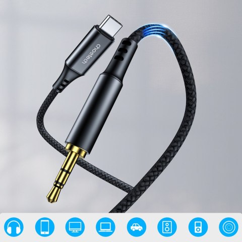 Kabel przewód audio AUX USB-C - mini jack 3.5mm 1m - czarny CHOETECH