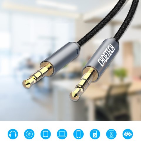 Kabel przewód audio AUX do głośnika 2x mini jack 3.5mm męski 1.2m - czarny CHOETECH
