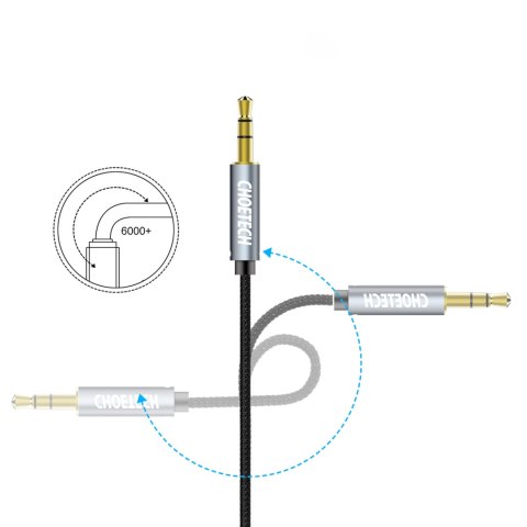 Kabel przewód audio AUX do głośnika 2x mini jack 3.5mm męski 1.2m - czarny CHOETECH