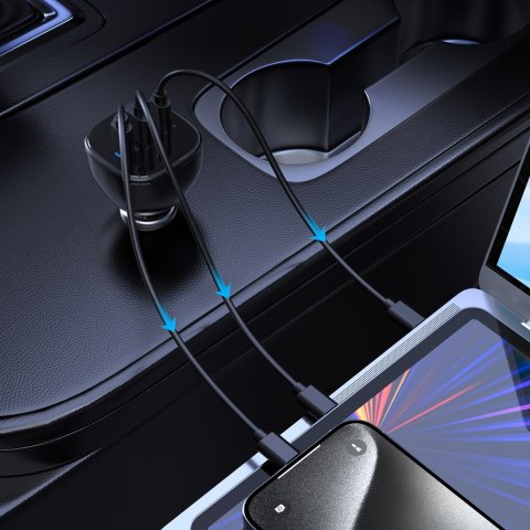 Ładowarka samochodowa 160W 2x USB-C PD 3.1 1x USB-A - czarna CHOETECH
