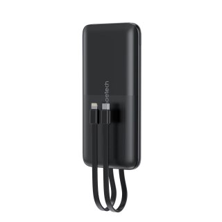 Powerbank 10000 mAh 22.5W USB-A USB-C micro USB z kablem USB-C i Lightning - czarny CHOETECH