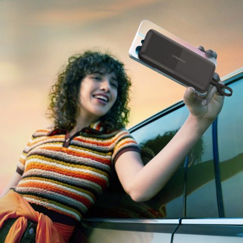 Powerbank 10000 mAh 22.5W USB-A USB-C micro USB z kablem USB-C i Lightning - czarny CHOETECH