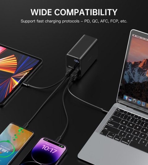 Powerbank stacja zasilania 27000 mAh 2x USB-A 2x USB-C 100W - czarny CHOETECH