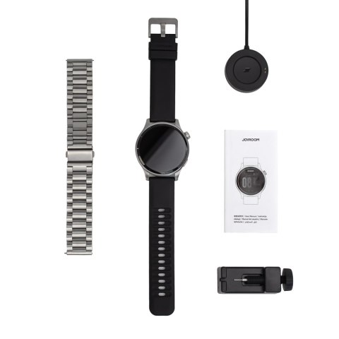 Smartwatch okrągły Venture Series z opcją odbierania połączeń + srebrna bransoleta - szary JOYROOM