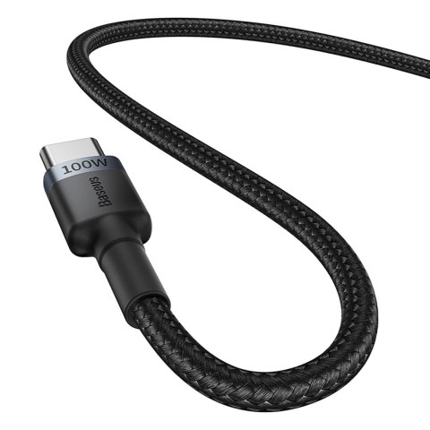 2x Kabel przewód Cafule USB-C - USB-C 100W 1m - czerwono-czarny i czarno-szary BASEUS