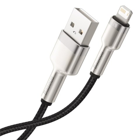 Kabel przewód Cafule Series Metal Data USB-A - iPhone Lightning 2.4A 1m - czarny BASEUS