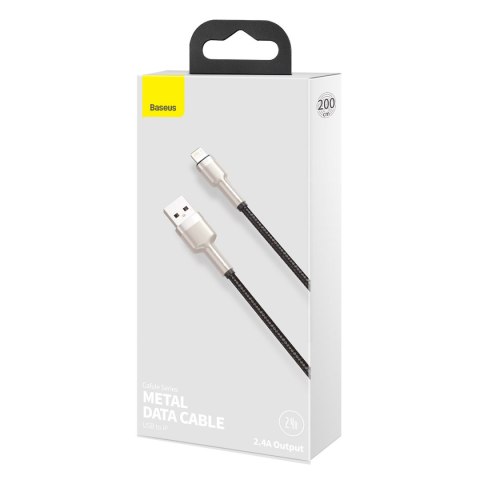 Kabel przewód Cafule Series Metal Data USB-A - iPhone Lightning 2.4A 1m - czarny BASEUS