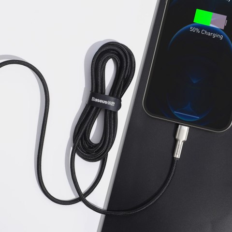 Kabel przewód Cafule Series Metal Data USB-A - iPhone Lightning 2.4A 1m - czarny BASEUS