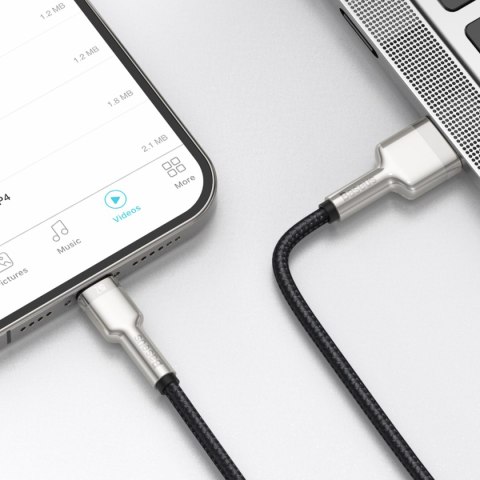 Kabel przewód Cafule Series Metal Data USB-A - iPhone Lightning 2.4A 1m - czarny BASEUS