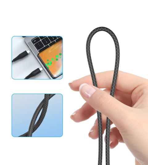 Kabel przewód USB-C-USB-C z organizererm magnetycznym PD 3.1 240W 1.8m - czarny CHOETECH