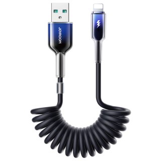 Kabel przewód spiralny USB-A - iPhone Lightning Crystal-Clear Series 3A 1.5m - czarny JOYROOM