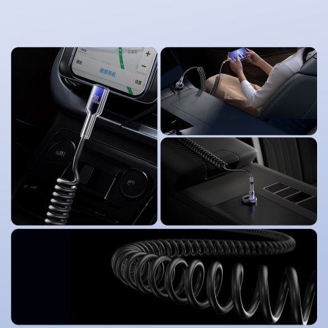 Kabel przewód spiralny USB-C - iPhone Lightning Crystal-Clear Series 30W 1.5m - czarny JOYROOM