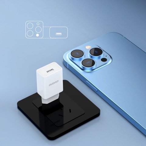 Ładowarka sieciowa USB-A 2.1A + kabel USB-A - microUSB - biała DUDAO