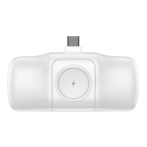 Mini powerbank 5000mAh 15W USB-C i ładowarką do Apple Watch - biały WOZINSKY