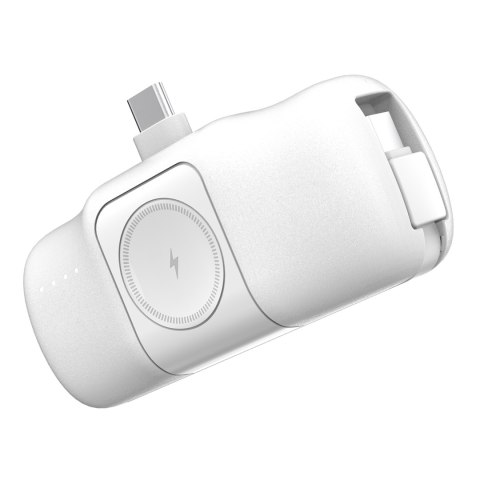 Mini powerbank 5000mAh 15W USB-C i ładowarką do Apple Watch - biały WOZINSKY