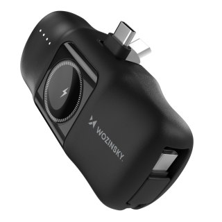 Mini powerbank 5000mAh 15W USB-C i ładowarką do Apple Watch - czarny WOZINSKY