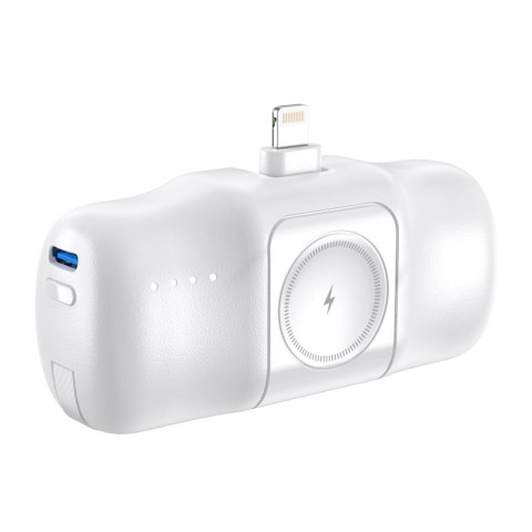 Mini powerbank 5000mAh 15W iPhone Lightning i ładowarką do Apple Watch - biały WOZINSKY