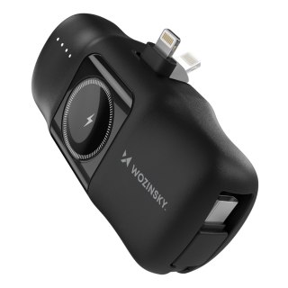 Mini powerbank 5000mAh 15W iPhone Lightning i ładowarką do Apple Watch - czarny WOZINSKY