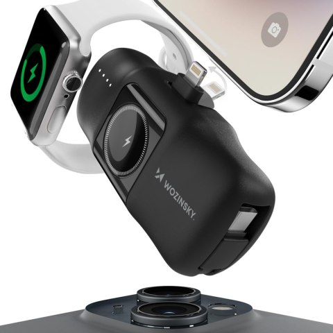 Mini powerbank 5000mAh 15W iPhone Lightning i ładowarką do Apple Watch - czarny WOZINSKY