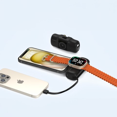 Mini powerbank 5000mAh 15W iPhone Lightning i ładowarką do Apple Watch - czarny WOZINSKY