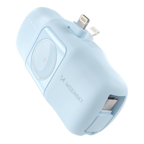 Mini powerbank 5000mAh 15W iPhone Lightning i ładowarką do Apple Watch - niebieski WOZINSKY