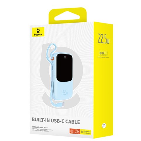 Power bank 10000mAh Qpow Pro+ 22.5W USB-C - niebieski BASEUS