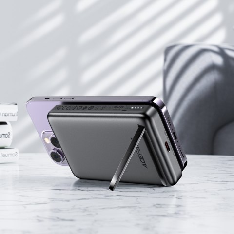 Powerbank 10000mAh indukcyjny magnetyczny z opcją podstawki PD 20W + kabel - czarny ACEFAST