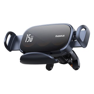 Uchwyt samochodowy na kratkę z ładowarką indukcyjną z potrójną cewką - czarny BASEUS