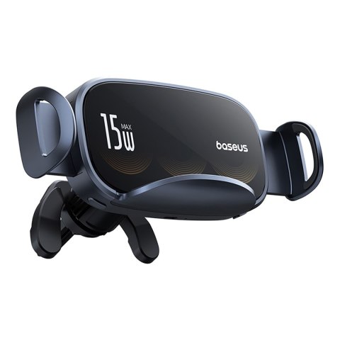 Uchwyt samochodowy na kratkę z ładowarką indukcyjną z potrójną cewką - czarny BASEUS