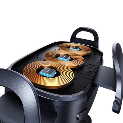 Uchwyt samochodowy na kratkę z ładowarką indukcyjną z potrójną cewką - czarny BASEUS