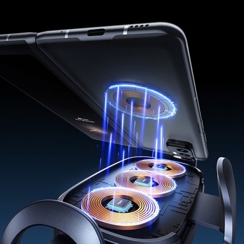 Uchwyt samochodowy na kratkę z ładowarką indukcyjną z potrójną cewką - czarny BASEUS