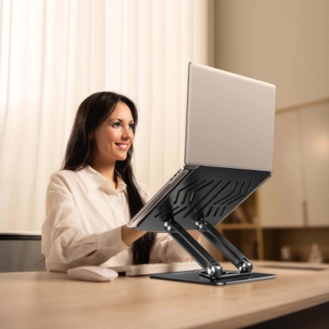 ZESTAW Podstawka pod laptopa aluminiowa 360 + podstawka do smartfona - czarna WOZINSKY