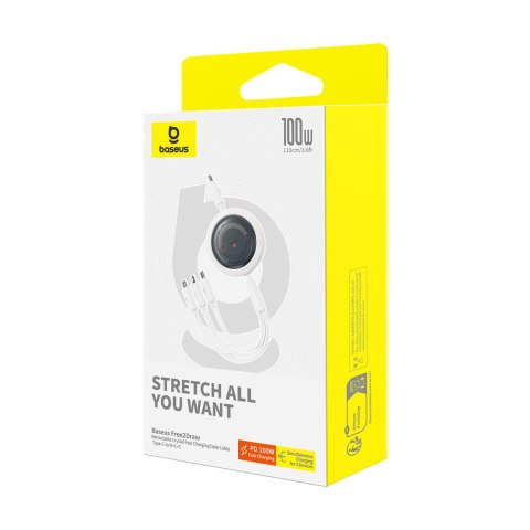 3w1 Kabel uniwersalny zwijany USB-C - Lightning / USB-C / micro USB 100W 1.1m - biały BASEUS