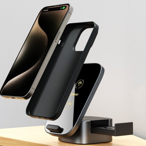 3w1 Ładowarka A11Pro+ indukcyjna 15W do telefonu smartwatcha słuchawek - czarna DUDAO