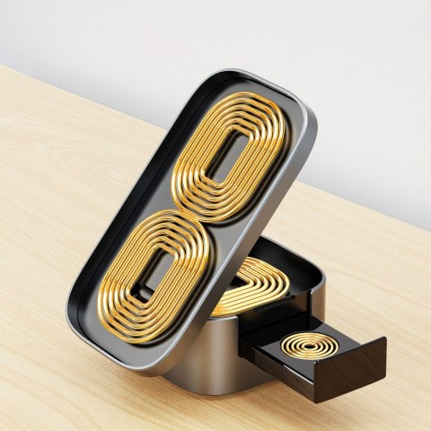 3w1 Ładowarka A11Pro+ indukcyjna 15W do telefonu smartwatcha słuchawek - czarna DUDAO