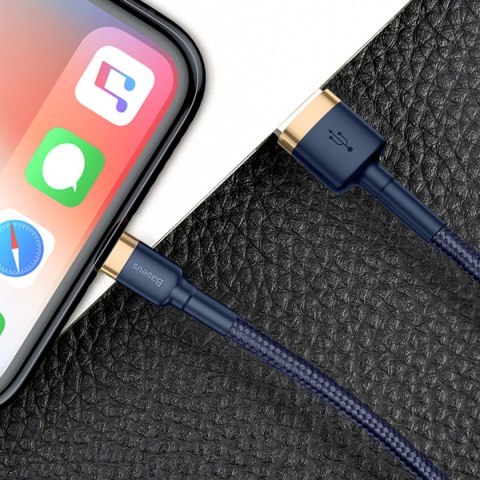 Kabel przewód Cafule USB-A - iPhone Lightning 2.4A QC 3.0 1m - niebiesko-złoty BASEUS