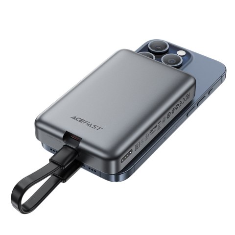 Powerbank magnetyczny 10000mAh indukcyjny 2x USB-C PD 30W + kabel USB-C - czarny ACEFAST