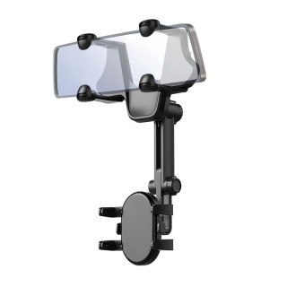 Uchwyt na telefon do samochodu na lusterko wsteczne ramię 18cm - czarny HURTEL