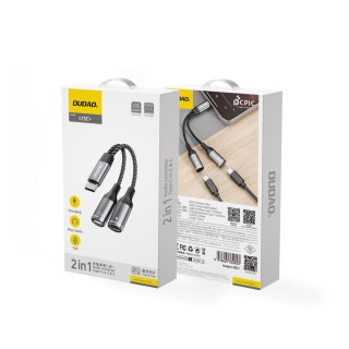 2w1 Adapter przejściówka rozdzielacz USB-C na zasilanie i słuchawki - szary DUDAO