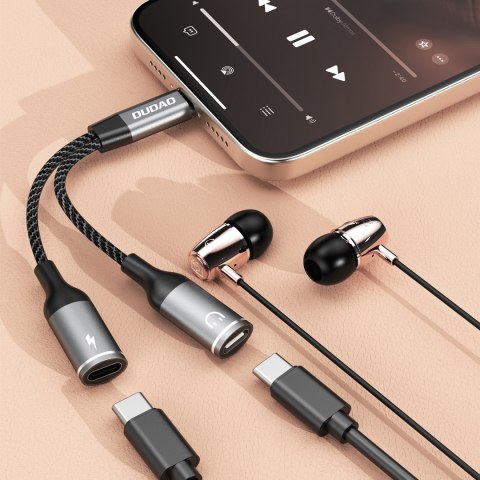 2w1 Adapter przejściówka rozdzielacz USB-C na zasilanie i słuchawki - szary DUDAO