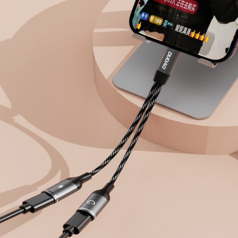 2w1 Adapter przejściówka rozdzielacz USB-C na zasilanie i słuchawki - szary DUDAO