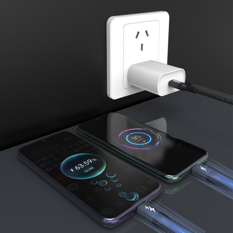 2w1 Kabel przewód L3F do ładowania 2 telefonów USB-C - 2x USB-C 100W 1.2m - czarny DUDAO