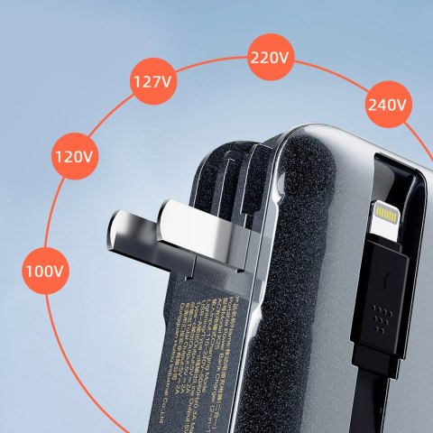 2w1 Ładowarka sieciowa UK US EU + powerbank 10000mAh USB-C USB-A - szara DUDAO