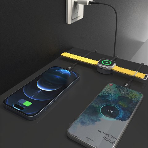 3w1 Kabel przewód USB-C - USB-C / iPhone Lightning / ładowarka do Apple Watch PD 100W 1.2m - czarny DUDAO