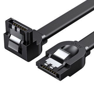 Kabel przewód płaski kątowy SATA 1.0-3.0 do 5Gb/s 0.5m - czarny UGREEN