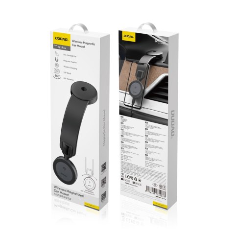 Ładowarka samochodowa 15W indukcyjna z uchwytem na telefon na kokpit MagSafe - czarna DUDAO