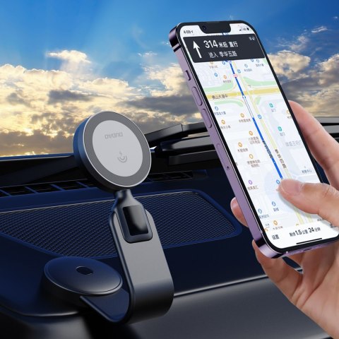 Ładowarka samochodowa 15W indukcyjna z uchwytem na telefon na kokpit MagSafe - czarna DUDAO